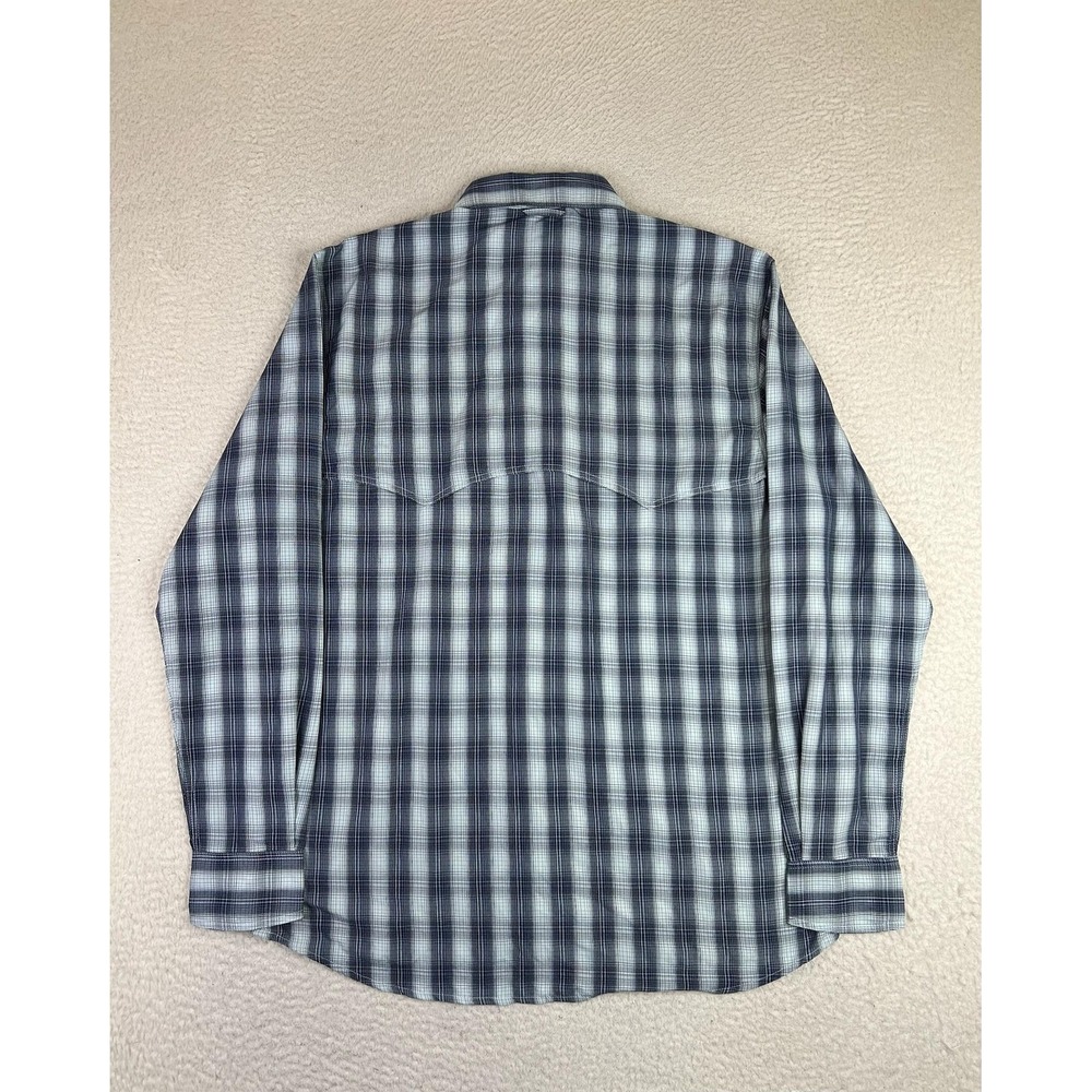 Simms Shirt Mens Medium Blue Plaid Long Sleeve Pearl Snap Fishing Outdoor Casual - Picture 2 of 9